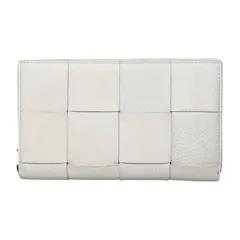 ☆ボッテガヴェネタ 長財布 カセット ラウンドファスナー ロングウォレット イントレチャート ホワイト ゴールド金具 BOTTEGA VENETA