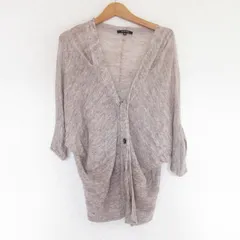 美品 pas de calais パドカレ リネンニット カーディガン 36 ライトブラウン レディース 古着 中古 USED