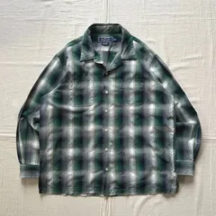 極希少　90s　vintage　POLO SPORT RALPH LAUREN　ポロスポーツ　ラルフローレン　開襟　オープンカラーシャツ　グリーン系オンブレチェック柄　レーヨン　ボックスシルエット　襟心なし　両胸オープンポケット　L　一点物　アメカジ　グランジ