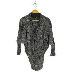 ユーズドフルギ USED古着 BELIEVE Y2K グランジ レースアップ ダメージ Vネック ニット レディース JPN：M 