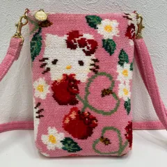 1217 FEILER　フェイラー　キティ　ハローキティ　Sanrio サンリオ　キティ&フェイラー　キティー　シュニール織り　タオル地　ショルダーバッグ　ミニバッグ　ミニショルダー　スマホショルダー　ポシェット　さくらんぼ　チェリー　限定　完売　ピンク　花