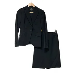 美品 23区 エストラート生地 シングル スーツ ジャケット スカート セットアップ サイズ36 38 ブラック レディース 古着 中古 USED