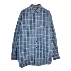 90年代 Polo by Ralph Lauren ポロ ラルフローレン フランネルシャツ チェック ブルー(メンズ L)中古 古着 X6401