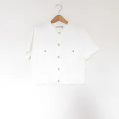 美品 23SS Apuweiser-riche アプワイザーリッシェ ハーフスリーブニットカーディガン 金ボタン 2 ホワイト レディース 古着 中古 USED