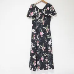 美品 25SS WILLSELECTION ウィルセレクション ボタニカルフラワーフレアスリーブワンピース F ブラック レディース 古着 中古 USED