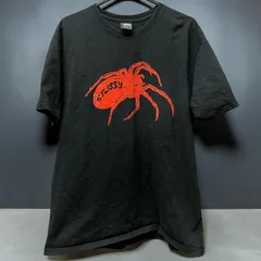 ステューシー　STUSSY　Tシャツ　半袖　スパイダーデザイン　ロゴプリント　ブラック　黒　L