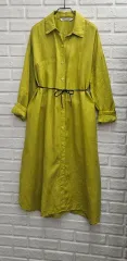 A4152 ザラ シャツ型 ワンピース オリーブ グリーン