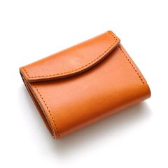 栃木レザー コンパクト財布 本革 総手縫い 二つ折り財布 キャメル 茶