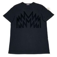 極美品〕モンクレール 刺繍 ワッペン M 黒Tシャツ ブラック 5S174