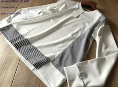 新品 COMME CA ISM MEN コムサイズム メン ストライプコンビ デザインＴシャツ 01ホワイト Mサイズ 60TK42 定価4,900円