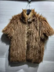 ブラウン ファー 半袖 ベスト