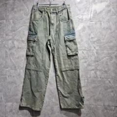 ウォッシュ デニム カーゴ ズボン