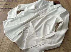 新品 COMME CA ISM MEN コムサイズム ウールライク ショートポイントカラー シャツ 01ホワイト Lサイズ 30II02 定価5,900円