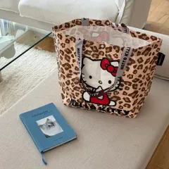 (正規品)ハローキティ レオパード エコバッグ タポリンバッグ ショッピングバッグ ボブサン (新品)