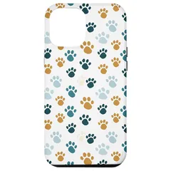 【新品】 iPhone 15 Pro Max 犬 猫 肉球 プリント アニマル柄 ヴィンテージ ホワイト スマホケース 1