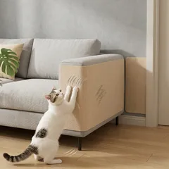 猫 爪とぎ 防止シート 壁 保護シート 強力粘着 剥がせる 爪研ぎ マット ソファ 家具 柱 キズ防止 汚れ防止 自由カット (60×100cm, 米白色)