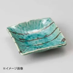 【新品】緑彩金散らし縄文正角小皿