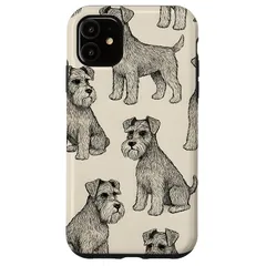 【新品】 シュナウザー 犬 柄 手描き シュナウザー 犬 スマホケース iPhone 11 用 0