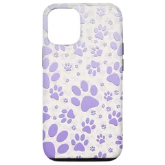 【新品】 iPhone 15 ライラックパープル犬の足跡プリント柄を白のアクセサリーに。 スマホケース 1
