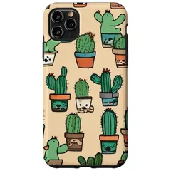 【新品】 iPhone 11 Pro Max サボテンの子犬柄 面白い犬の鉢植え植物 とげのあるグリーン スマホケース 1