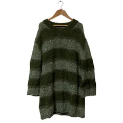 良品 AMERI VINTAGE アメリヴィンテージ ボーダーオーバーニットセーター サイズF グリーン レディース 古着 中古 USED
