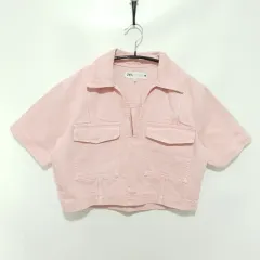 ザラ デニム クロップド 半袖 シャツ XS_S1127