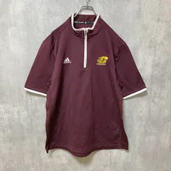 古着 used　adidas　アディダス　半袖ハーフジップトラックジャケット　ジャージ　ワインレッド　刺繍　Lサイズ