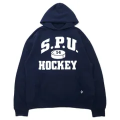 RUSSELL ATHLETIC USA製 90年代 カレッジ プルオーバーパーカー L ネイビー コットン S.P.U. HOCKEY