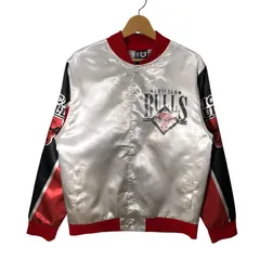 NBA CHICAGO BULLS スタジャン ナイロンジャケット キルティングライナー バックプリント シカゴブルズ バスケ CHINA製 Lサイズ ホワイト レッドのサムネイル