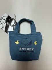 (正規品)SNOOPY デニム ミニ トートバッグ 刺繍 ポーチ キーホルダー