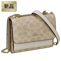 コーチ COACH ミニ クレア クロスボディバッグ CW206 IMXDM 2025 AW サンド シグネチャーキャンバス チョーク レザー ゴールドチェーン