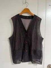 (日本 ヴィンテージ) ベスト シースルー 微細 メッシュ