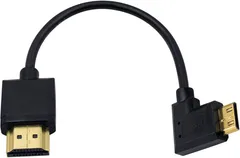 Duttek Mini HDMIケーブル, Mini HDMI to HDMI 変換アダプター, 短い右向き 90度 Mini HDMI to HDMI オスオス 金メッキ端子 高速伝送 MINI HDMIケーブル4K, 1080P 対応（15cm）