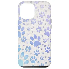 【新品】 iPhone 14 Pro Max ブルーパープルの犬の足跡プリント柄。白いアクセサリーに。 スマホケース 1