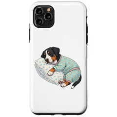 【新品】 パジャマで寝ているかわいいスイスマウンテンドッグ 就寝時 スマホケース iPhone 11 Pro Max 用 1