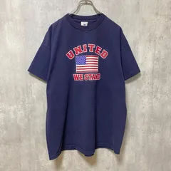古着 used　DELTA　UNITED WE STAND　半袖プリントTシャツ　USA国旗　アメリカ　ネイビー　紺　XLサイズ