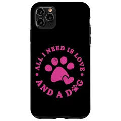 【新品】 All I Need Is Love And A Dog ファニーペット 肉球 ハート 動物 犬 スマホケース iPhone 11 Pro Max 用 1