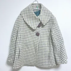 【216604】LoisCRAYON ロイスクレヨン  ハーフコート　ウールコート（毛80％）　クリーニング済み　総柄　M  ・ グレー/ホワイト