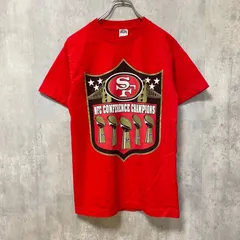 古着 used　NFL NFC　優勝記念　49ers　半袖プリントTシャツ　赤　アメフト　レトロデザイン　クルーネック　Sサイズ