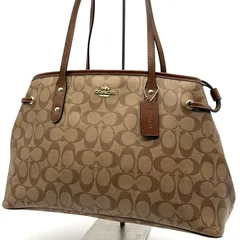 コーチ COACH トートバッグ シグネチャー PVC レザー ブラウン 肩掛け ファスナー開閉 ゴールド金具 レディース ハンドバッグ A4収納 通勤 通学 大容量 ロゴチャーム付き 定番 人気モデル カジュアル 上品 ブランドバッグ