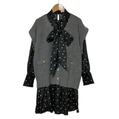 美品 31 Sons de mode トランテアンソンドゥモード ニットレイヤード ワンピース 36 グレー×ブラック レディース 古着 中古 USED