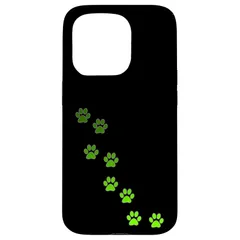 【新品】 グリーン 動物 足跡 プリント パターン かわいい 猫 犬 ペット 足跡 Paw スマホケース iPhone 15 Pro 用 0