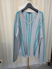 BURBERRY LONDON Vネック ストライプ ニット L