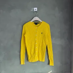 ポロ ラルフローレン ケーブル編み ニット カーディガン 黄色