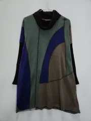 ヴィンテージ エスニック 幾何学 アバント タートルネック チュニック ニット LL