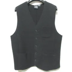 美品 A/X ARMANI EXCHANGE アルマーニエクスチェンジ ウールモッサ Vネック ベスト ジレ M ブラック メンズ 古着 中古 USEDのサムネイル