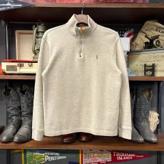 新モデルラベル ポロラルフローレン ファインリップ コットン ハーフジップアップ ニット セーター ベージュ N985