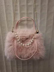 ピンク ファー パール 装飾 チェーン ショルダーバッグ