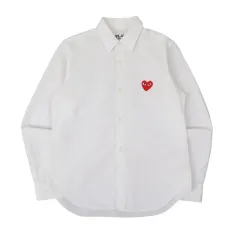 COMME des GARCONS 白 ハートワッペン コットン シャツ