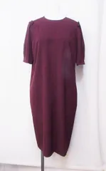 【200376】 LESTERA 半袖　膝丈 ワンピース　*ペチコート付き  40 ワインレッド系